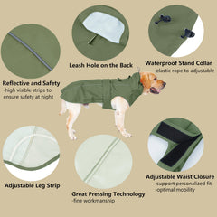 MAMORE breathable gabardine dog raincoat promotes comfortable wear by balancing rain protection and airflow.