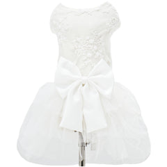 Mamore dog dress wedding outfit with embroidery detail for special occasions.