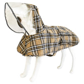 MAMORE dog raincoat back view shows reflective stripes for night visibility.