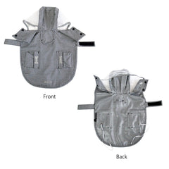 MAMORE dog raincoat hood with reflective trims for high-visibility rainy walks.