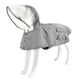 MAMORE waterproof dog raincoat back view showing reflective strips for night visibility.