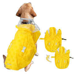 MAMORE waterproof dog raincoat front view with hood keeps small dogs dry during rainy walks