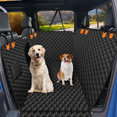 Mancro floor dog hammock in orange protecting truck back seat for full coverage