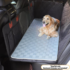 Manificent hair-resistant fabric close-up highlights easy cleaning and tidy backseat.