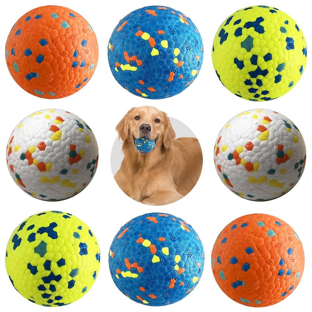 Mankoda dog balls 8-piece pack with vibrant colors for easy visual fetch.