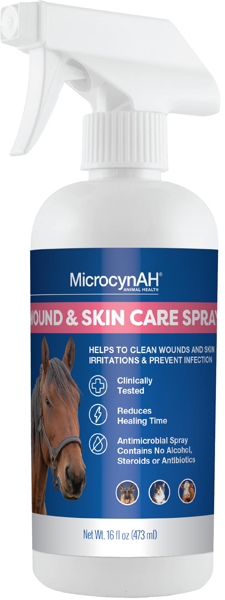 Manna Pro MicrocynAH spray bottle for quick wound cleansing.