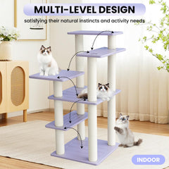MAOHEGOU cat tree's multi-level climbing design supports cats' natural exploration.