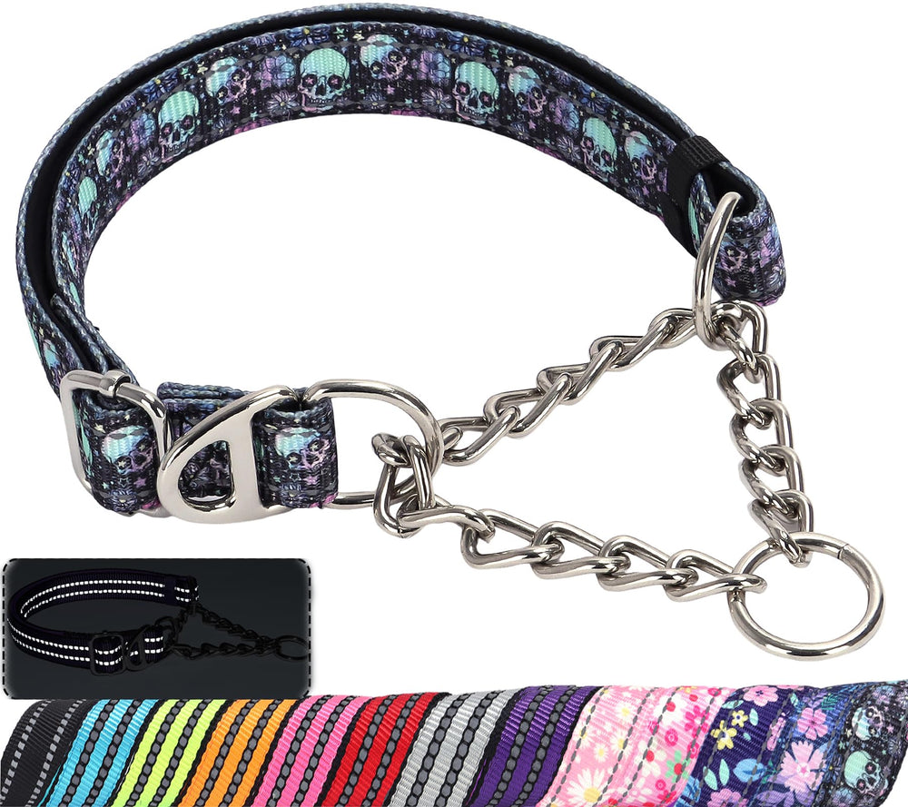 MAOWUWUJOZ Martingale collar skull XXL showcases sturdy chain for confident large breeds.