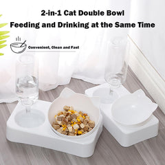 Marchul cat bowls set tilted design highlights raised bowls reducing spills during meals.