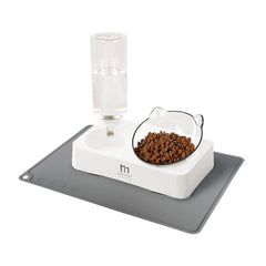 Marchul tilted cat bowl front view with non-slip base for mess-free feeding.