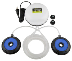 Marine Metal A-3 bait-bucket aerator with donuts delivering steady oxygen for live bait.