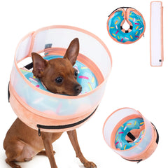 Mariyago donut-blue inflatable-dog-cone collar soft neck support for recovery.