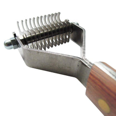 Mars Coat King wooden handle grip designed for comfortable extended grooming sessions