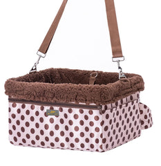 MARSLABO dog car seat with metal frame elevates small pets for a clear window view