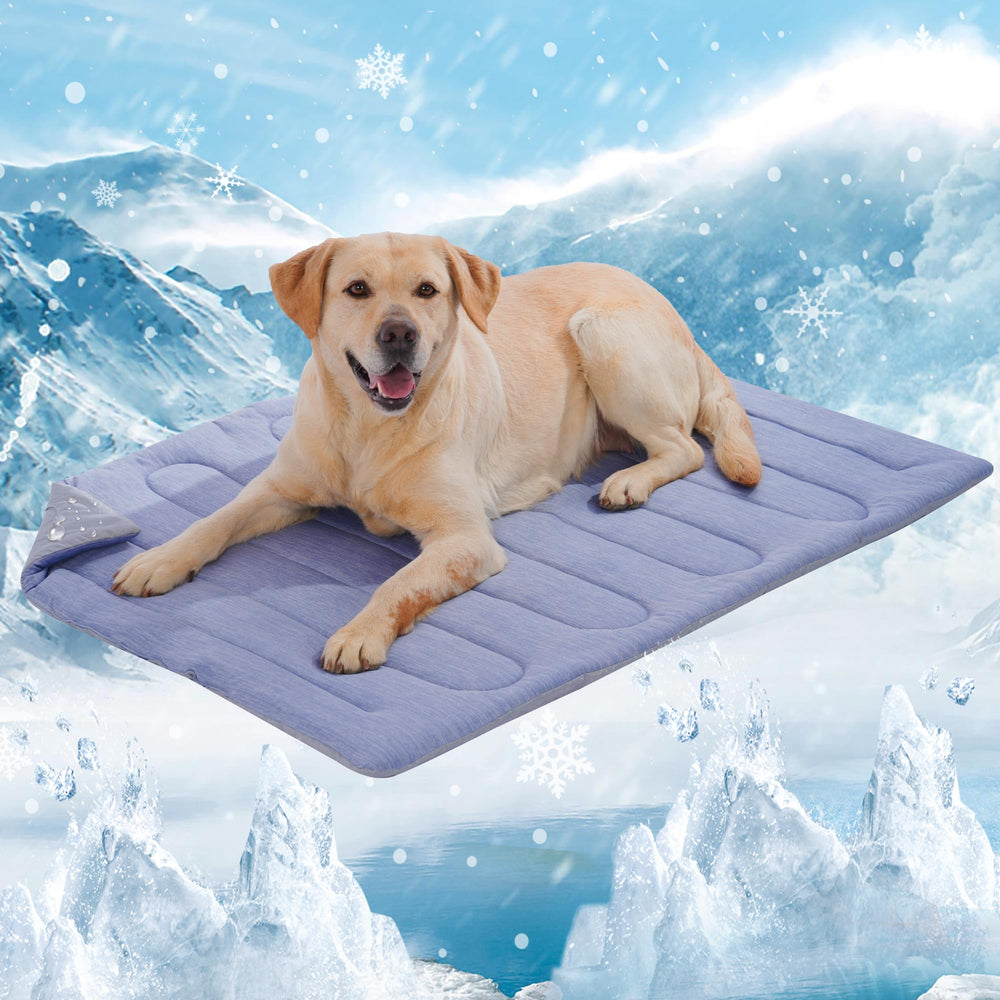 MARUNDA dog cooling mat blue on flatlay showing cooling surface for hot days