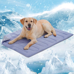 MARUNDA dog cooling mat blue on flatlay showing cooling surface for hot days