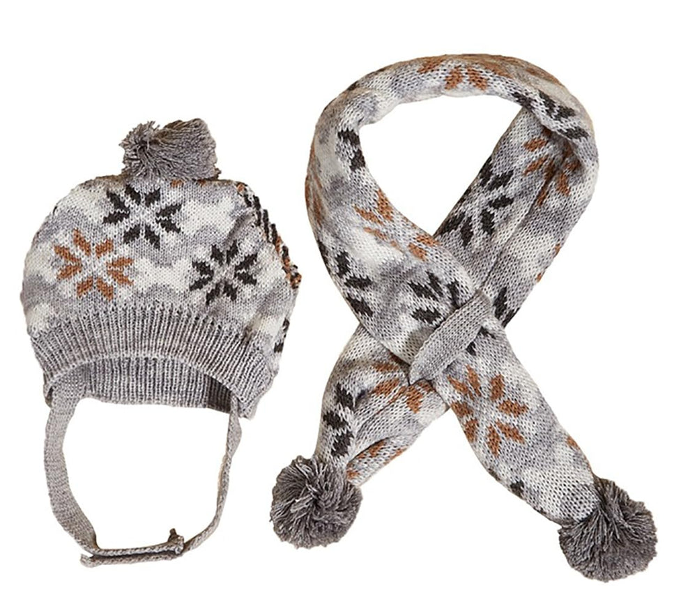 MaruPet dog hat in gray snowflake keeps ears warm during winter walks