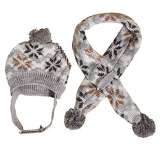 MaruPet dog hat in gray snowflake keeps ears warm during winter walks