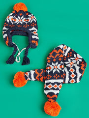 MaruPet orange scarf from a knit hat and scarf set shown for festive wear