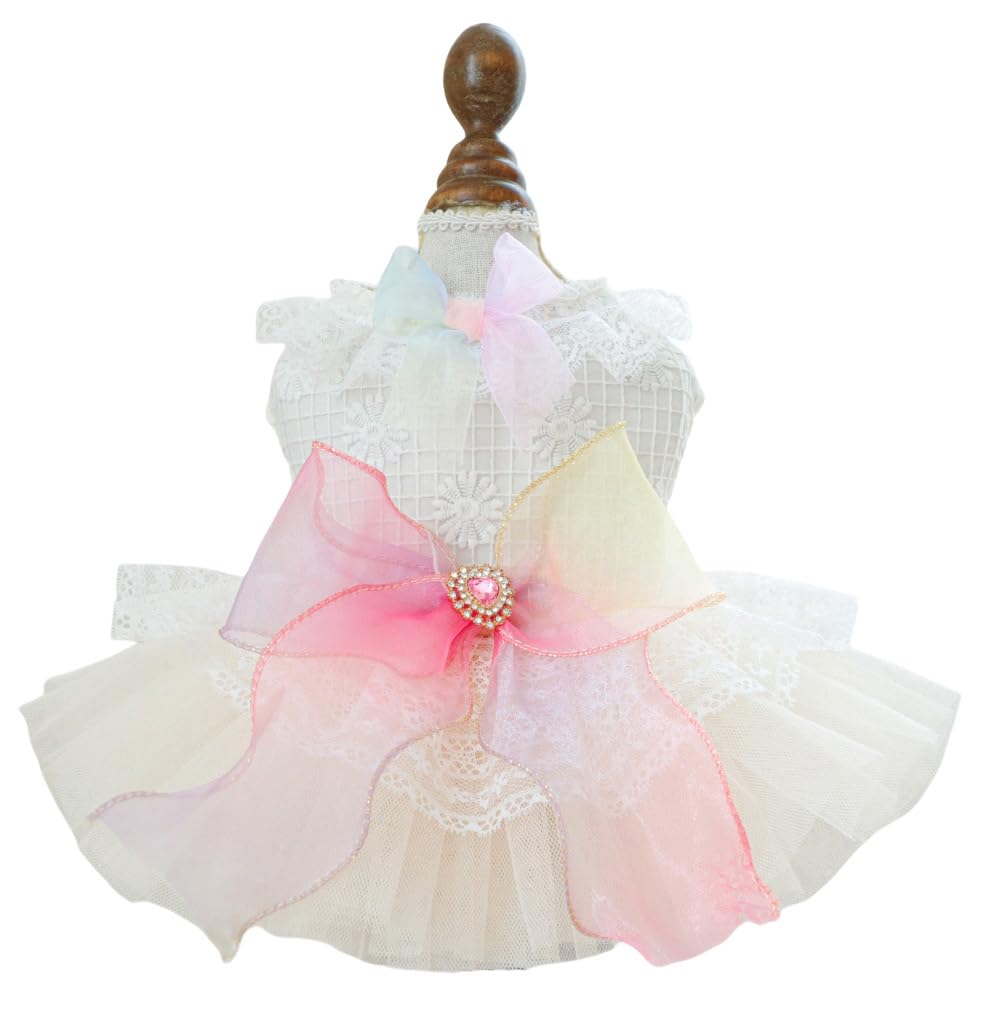 MaruPet Fashion Sweet Puppy Dress front view, festive photo-ready look in D-Pink.