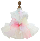 MaruPet Fashion Sweet Puppy Dress front view, festive photo-ready look in D-Pink.