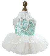 MaruPet sweet puppy dress front view showing festive blingbling for party-ready charm