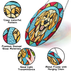 Marwey golden retriever memorial suncatcher backdrop with colorful hues