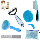 MASTER QUEEN kit de cepillos para perros en estuche azul, ideal para uso diario.