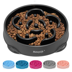 MateeyLife large slow feeder bowl with 4 cups slows meals for digestion.