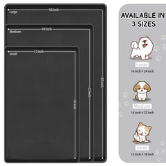 MateeyLife waterproof dog mat demonstrates anti-slip surface to keep bowls steady during meals.