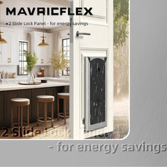MAVRICFLEX dimensions graphic showing wide opening and fit for various doors