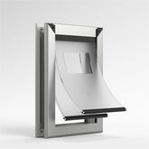 MAVRICFLEX heavy-duty dog door frame closeup shows rugged aluminum construction for durability.