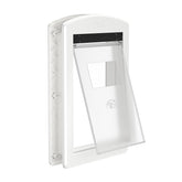 MAVRICFLEX white frame dog door with magnetic flap for easy access.