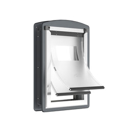 MAVRICPOWER steel dog door side view showing sturdy frame for active dogs