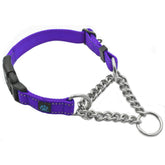 Max and Neo stainless-steel chain martingale collar small purple for secure control.