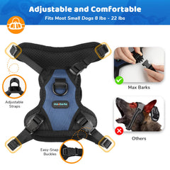 Max Barks bark control vest in XS size on a small dog for daily comfort.