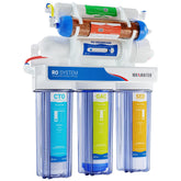 Max Water 6-stage RO/DI front view, compact filtration for aquarium prep.