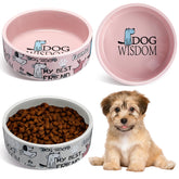 Maxcheck ceramic dog bowls pink and gray set, durable and stylish for meals or water