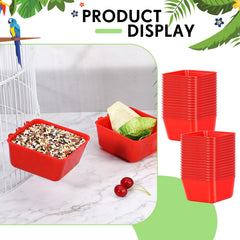 Maxdot 16-oz cage feeder waterer close-up shows sturdy plastic cups