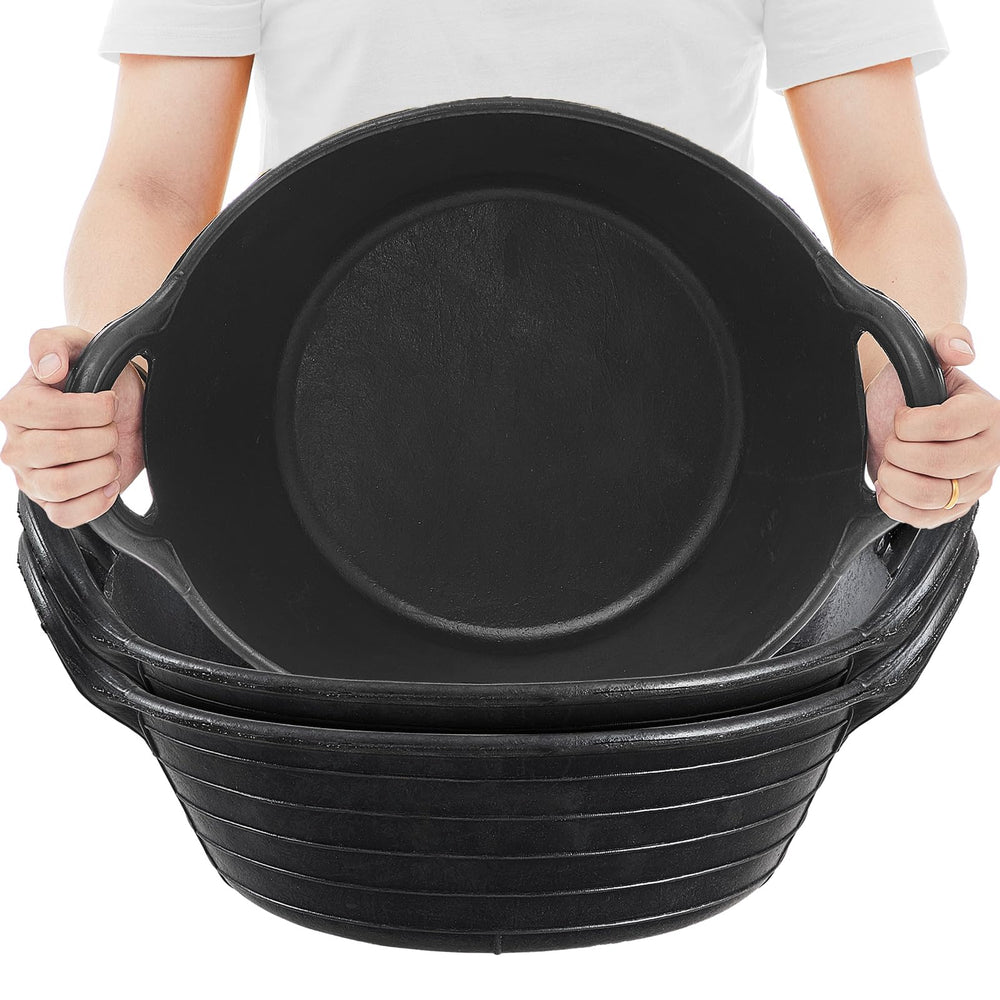 Maxdot rubber feed pan 3-piece set for versatile livestock feeding indoors and outdoors