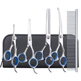 Maxshop dog grooming scissors kit closeup, showcasing premium blades for precise trims.