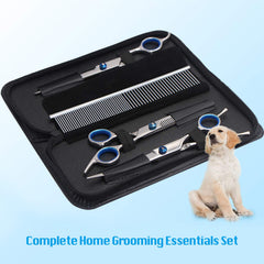 Maxshop dog grooming scissors kit curved scissor for around-head trimming and delicate edge work.