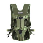 MAYASUR pet front dog carrier army green shows a secure fit for dogs up to 35 lbs.