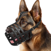 Mayerzon dog muzzle front view offers a secure lightweight fit for everyday walks
