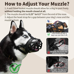 Mayerzon soft rubber basket muzzle offers gentle mouth protection during wear.