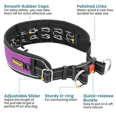 Mayerzon no-pull collar shows waterproof outer layer for all-weather walking.