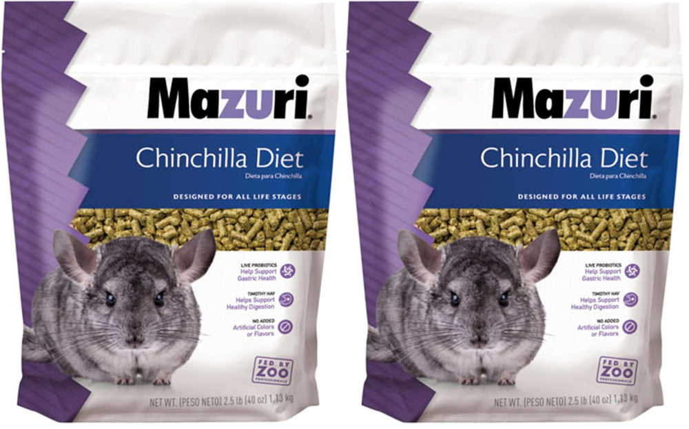 Mazuri Chinchilla Food two-pack 2.5 lb supports growth and digestion with palatability.