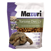 Mazuri Low Starch Tortoise Diet bag close-up, hay-based fiber support.