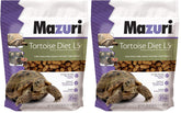 Mazuri Low Starch Tortoise Diet bag label highlights high-fiber, grass-based formula for herbivores.