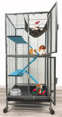 Mcage Deluxe Double Unit two-story cage with ample space for energetic ferrets and friends.